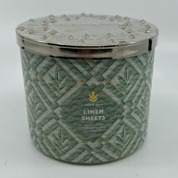 Bath & Body Works NEW Linen Sheets 3-wick candle White Barn - Picture 1 of 4
